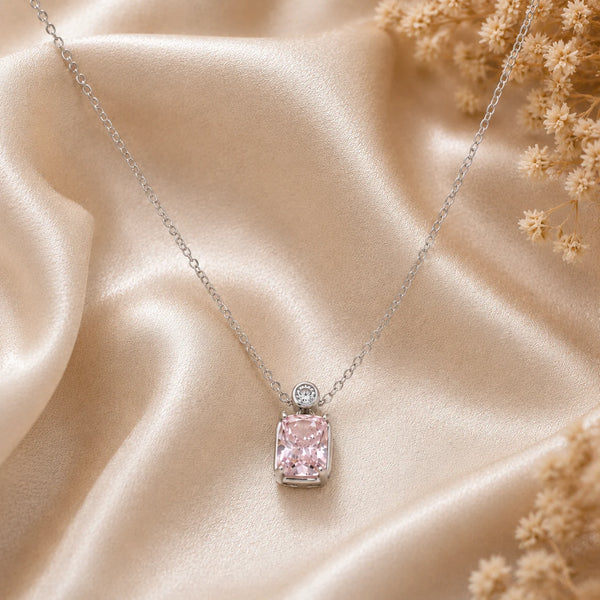 Impression Blush Studded Rhodium Necklace 1