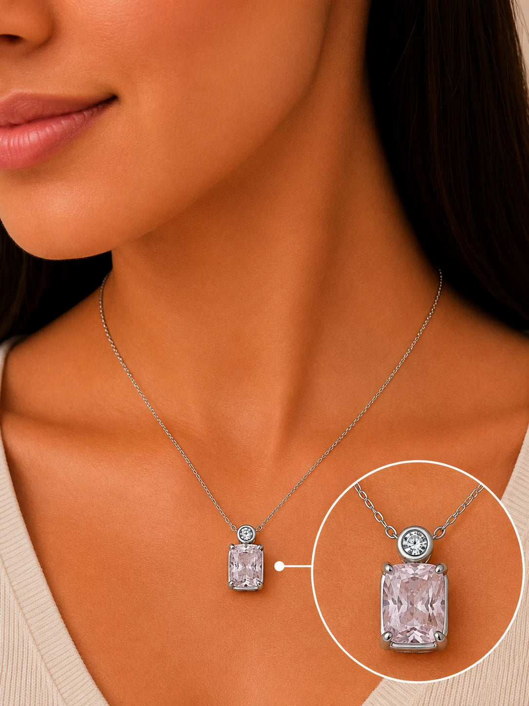 Impression Blush Studded Rhodium Necklace 2