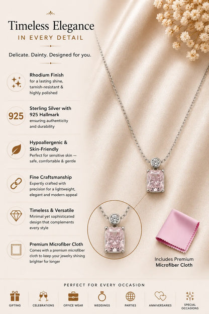 Impression Blush Studded Rhodium Necklace 3