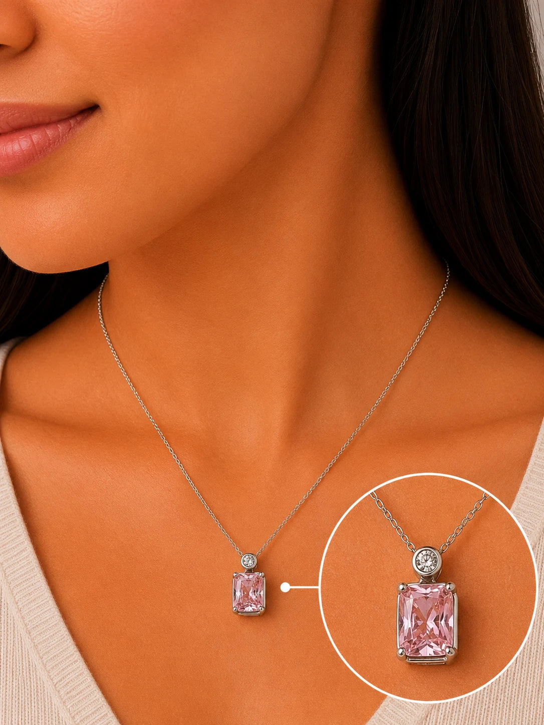 Impression Sakura Studded Rhodium Necklace 2