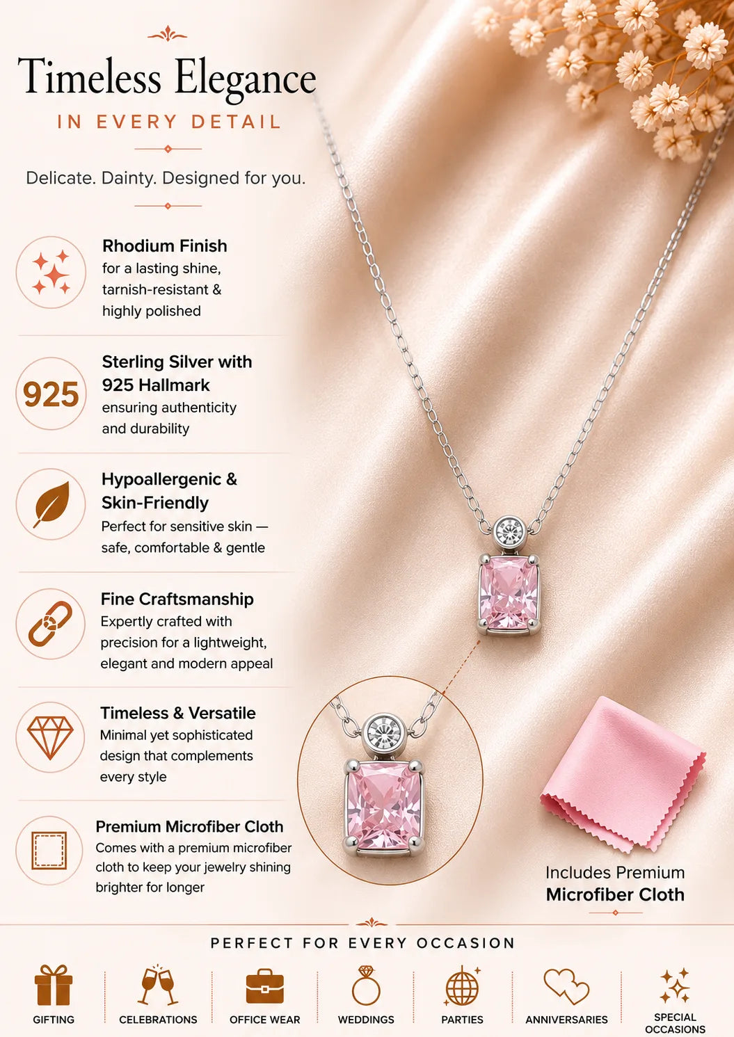 Impression Sakura Studded Rhodium Necklace 3