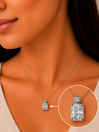 Impression White Studded Rhodium Necklace 2