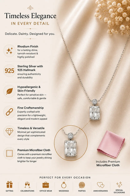 Impression White Studded Rhodium Necklace 3