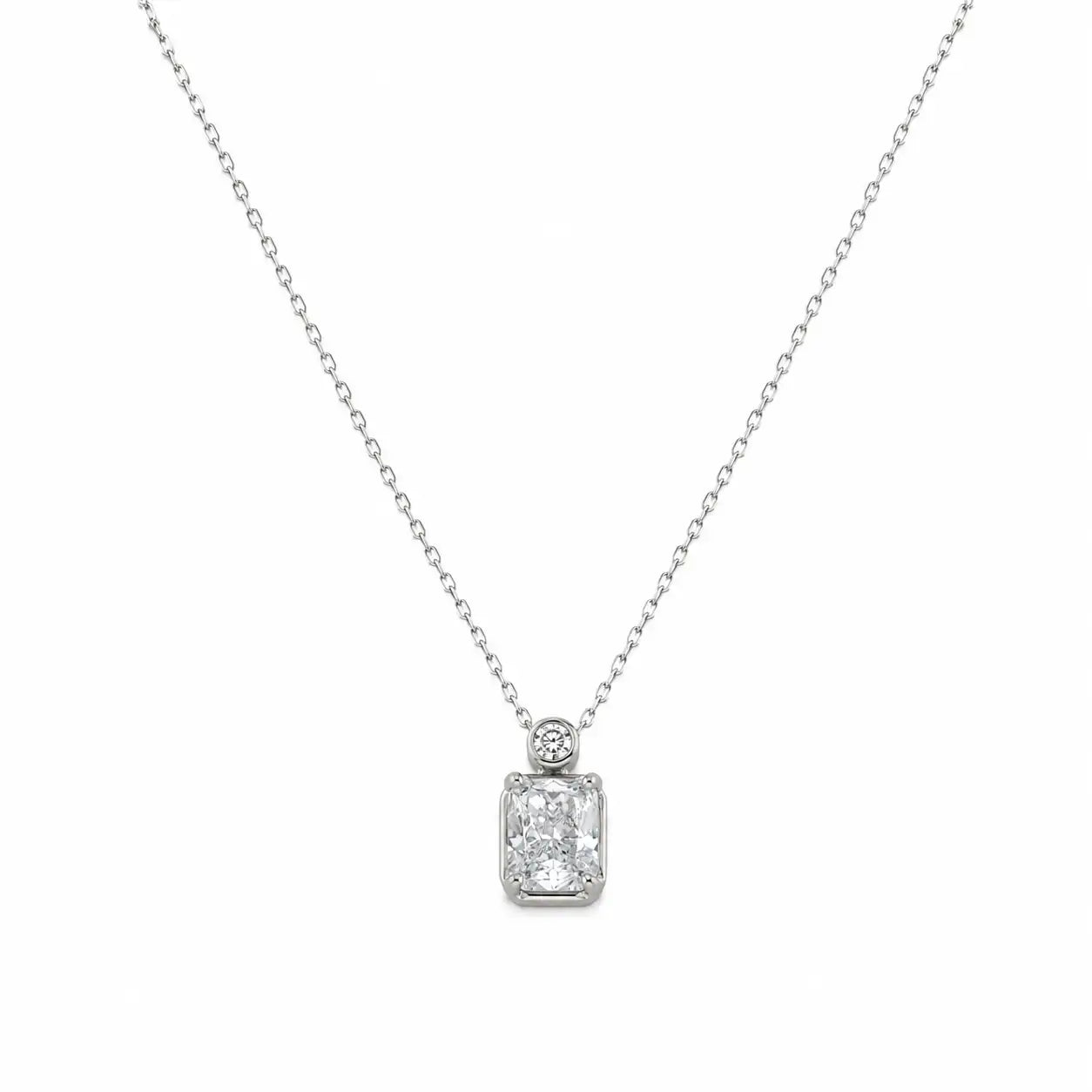 Impression White Studded Rhodium Necklace 4