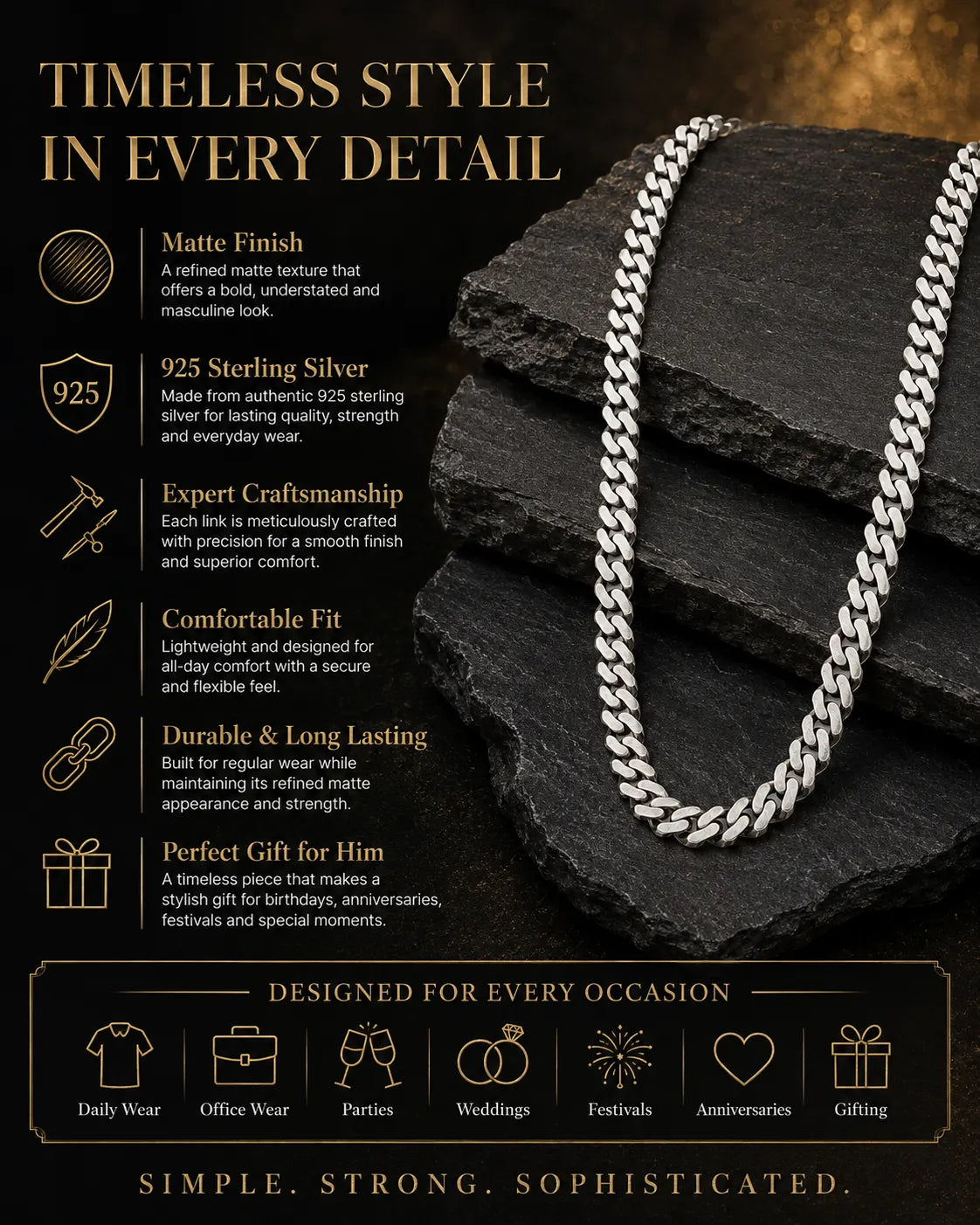Indomitable Signature Cuban Matte Chain for Men 3