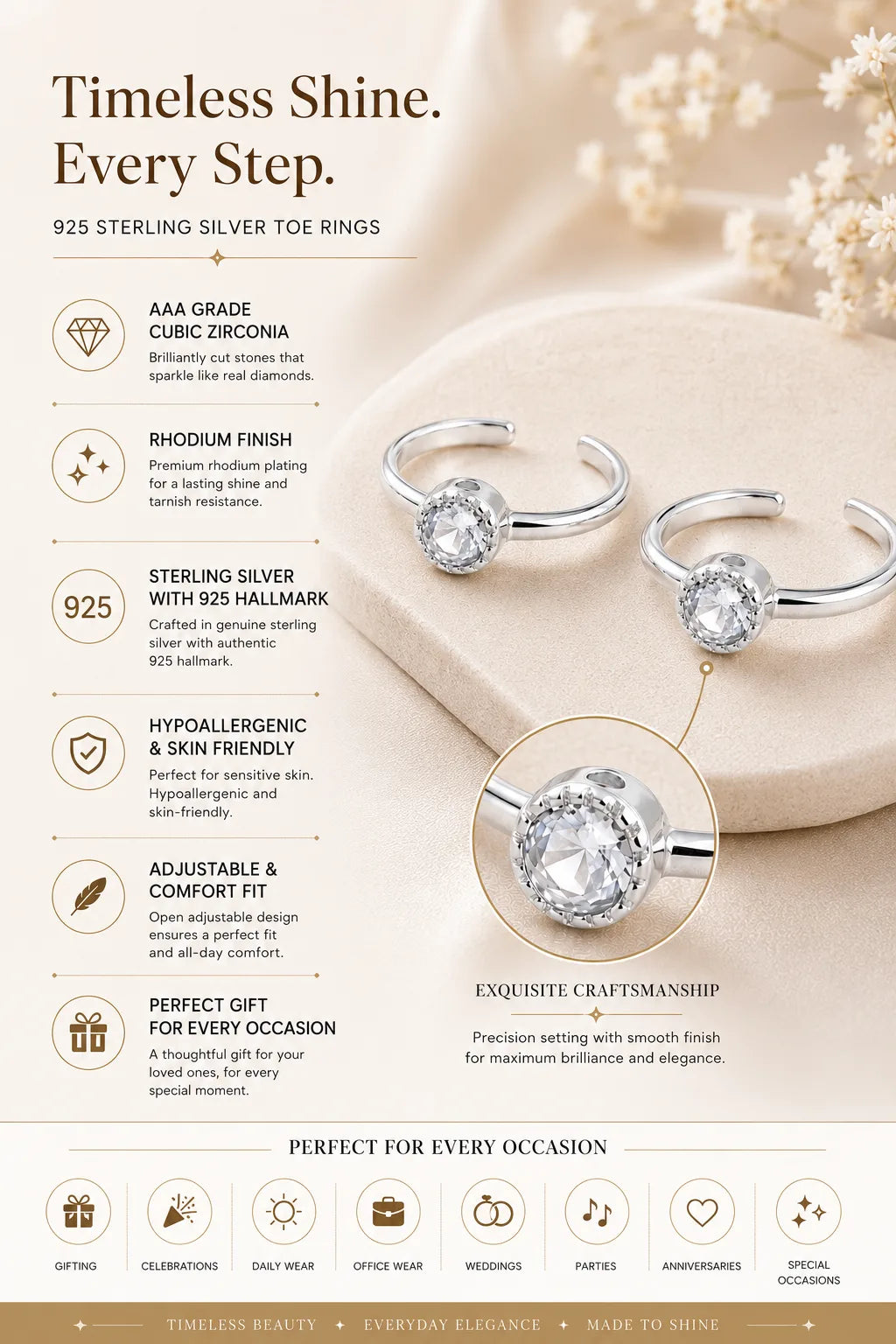 Iversion Rhodium Toe Rings 3