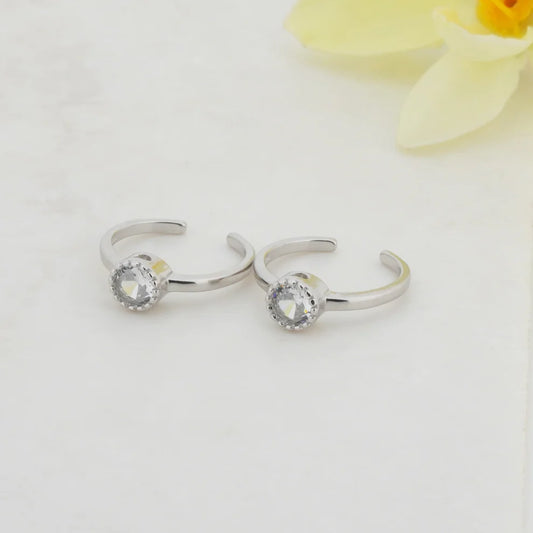 Iversion Rhodium Toe Rings 6