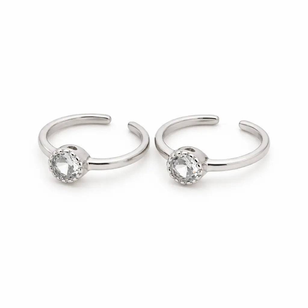Iversion Rhodium Toe Rings 8