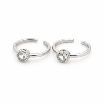 Iversion Rhodium Toe Rings 8