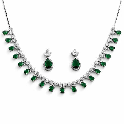 Jaded Beauty Rhodium Necklace Set 3