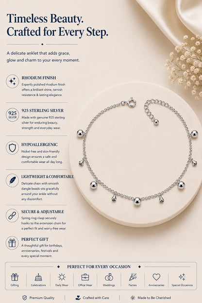 Jingle & Bells Rhodium Anklet 3