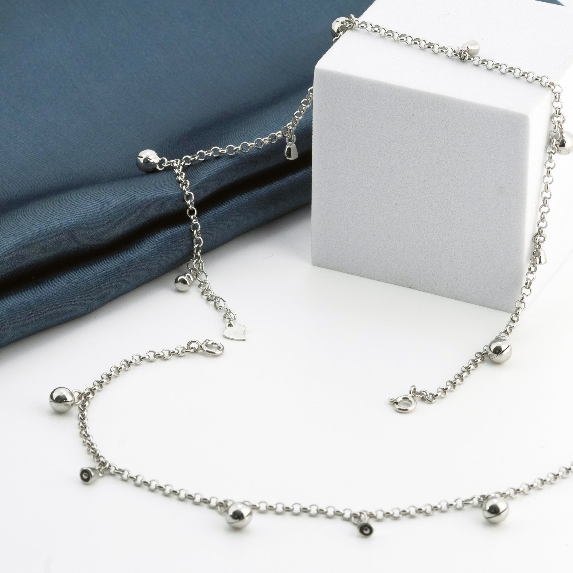 Jingle & Bells Rhodium Anklet 1