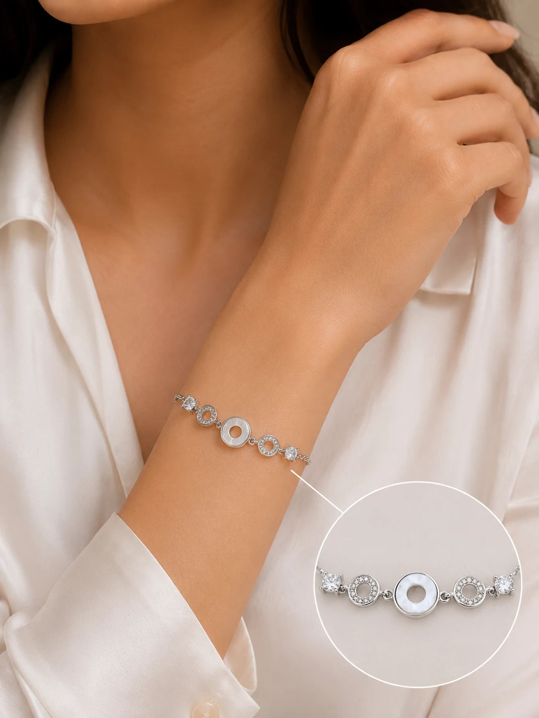 Julianne MOP Studded Rhodium Bracelet 2