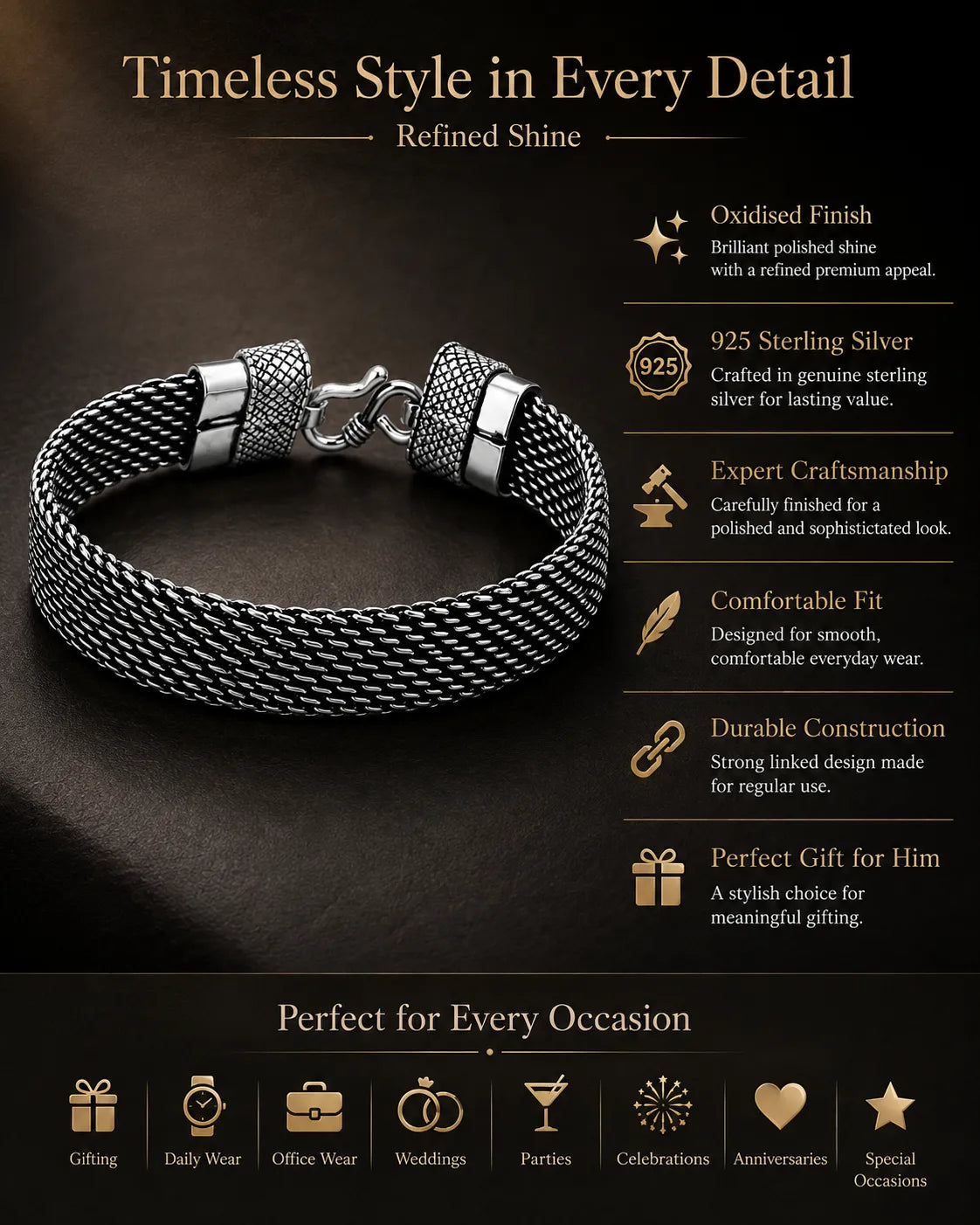 Knight Link Chunky Oxidised Bracelet for Men 3