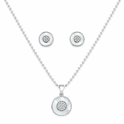 La Blanca MOP Studded Rhodium Pendant Set 4
