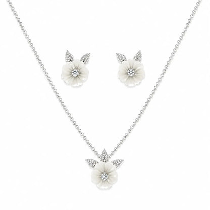 La Flora MOP Rhodium Pendant Set 4