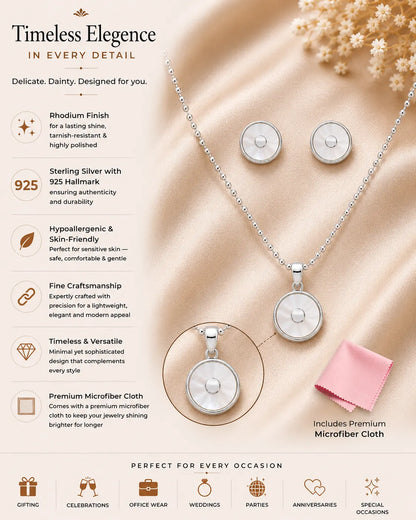 La Maqnifica MOP Studded Rhodium Pendant Set 3