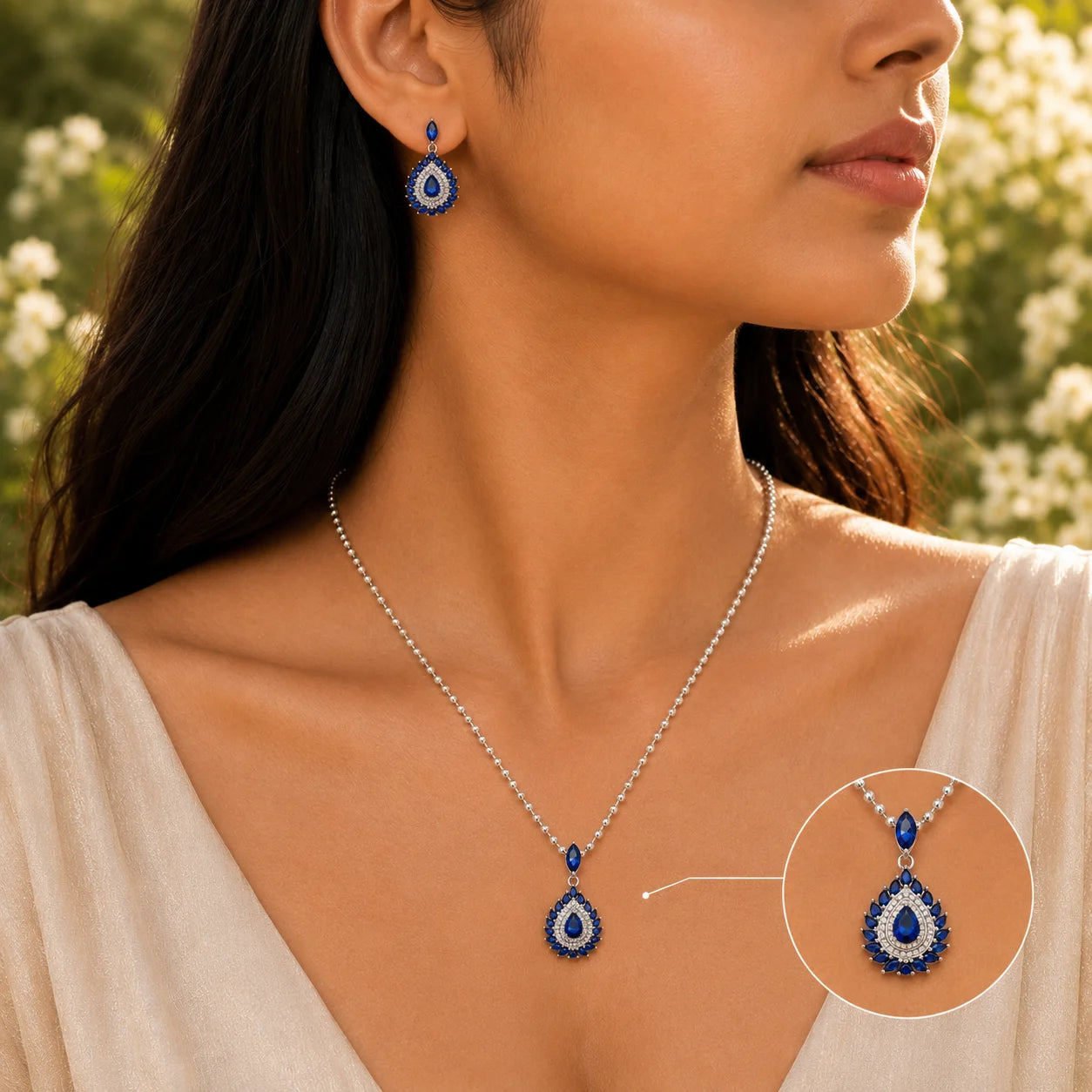 La Opera Studded Pendant Set with Removable Ball Chain 2