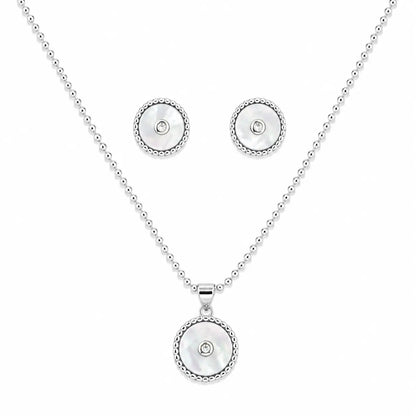 La Rosa MOP Studded Rhodium Pendant Set 4