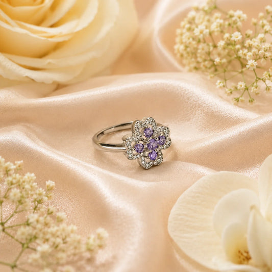 Lavender Love Studded Adjustable Ring for Women 1