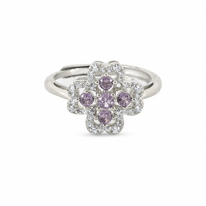 Lavender Love Studded Adjustable Ring for Women 3