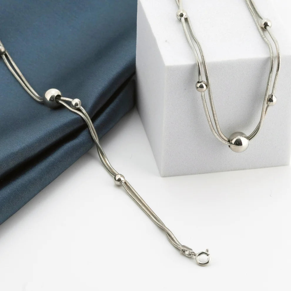 Layered Selene Rhodium Anklet 6