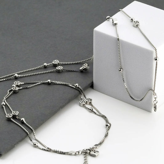 Layers Minimal Rhodium Anklet 1