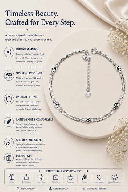 Layers Minimal Rhodium Anklet 3