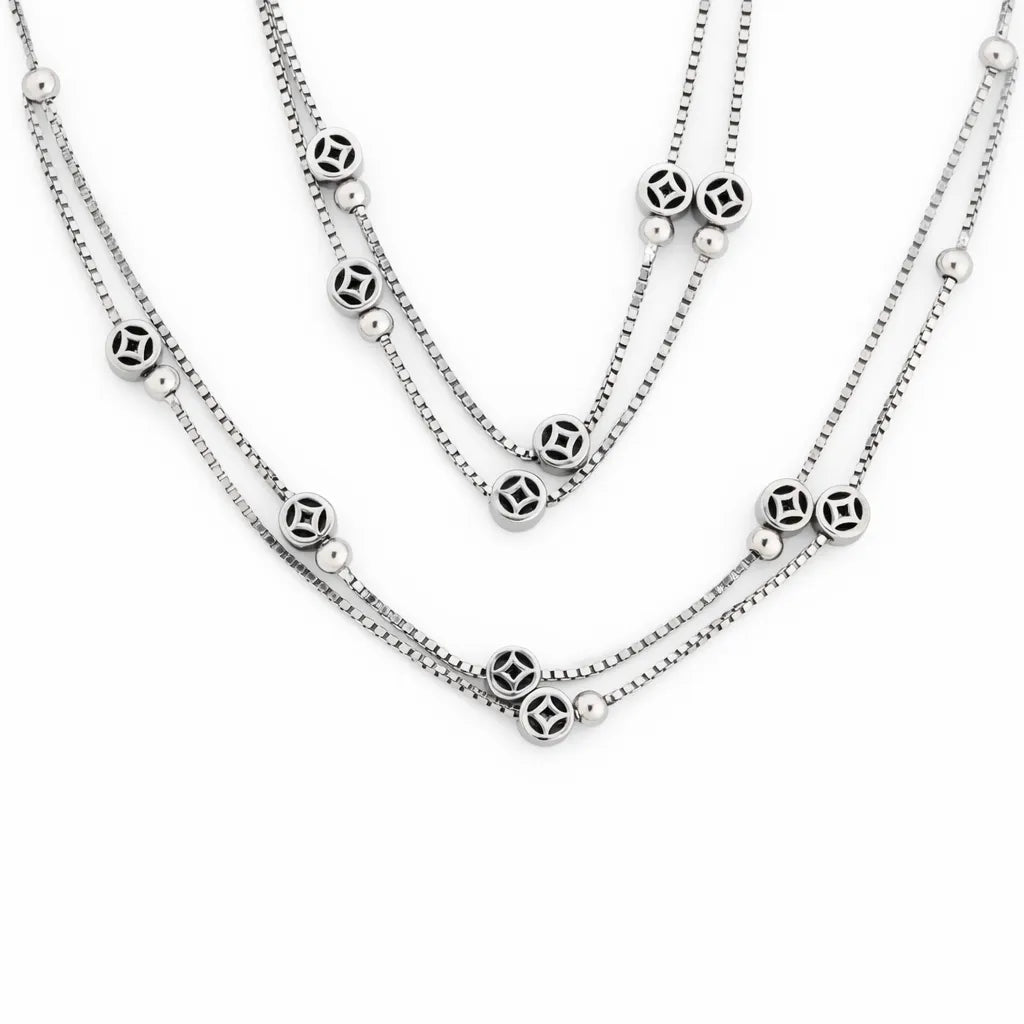 Layers Minimal Rhodium Anklet 4
