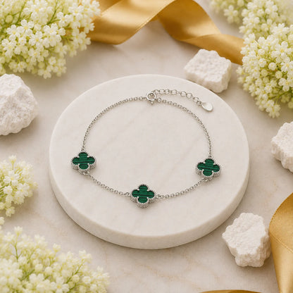 Leayluck Malachite Rhodium Bracelet for Women 1