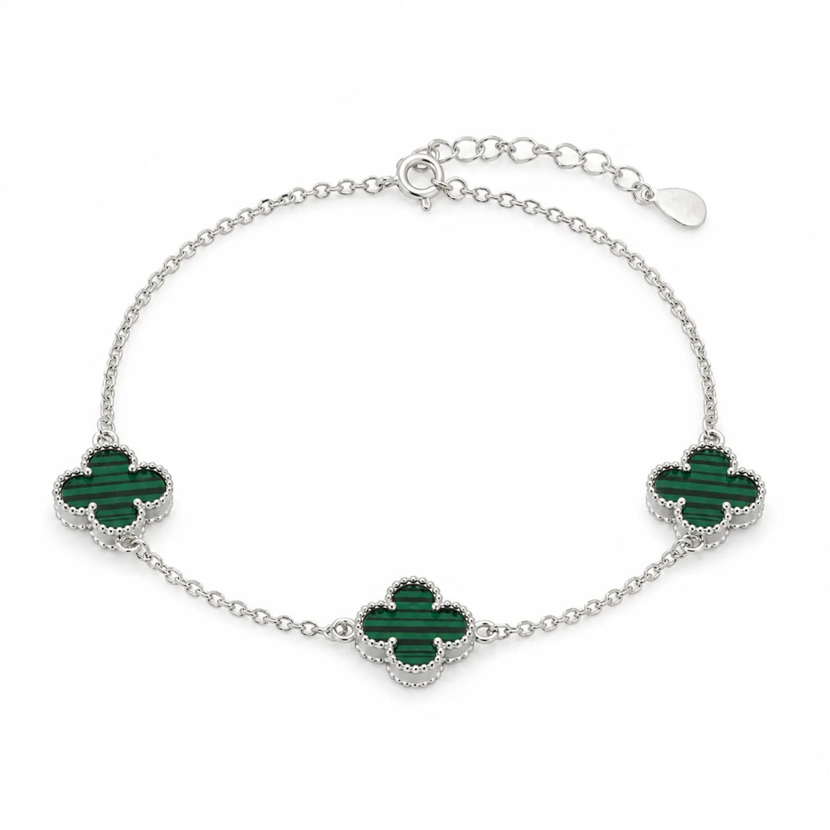 Leayluck Malachite Rhodium Bracelet for Women 4