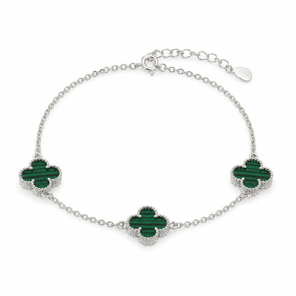 Leayluck Malachite Rhodium Bracelet for Women 4