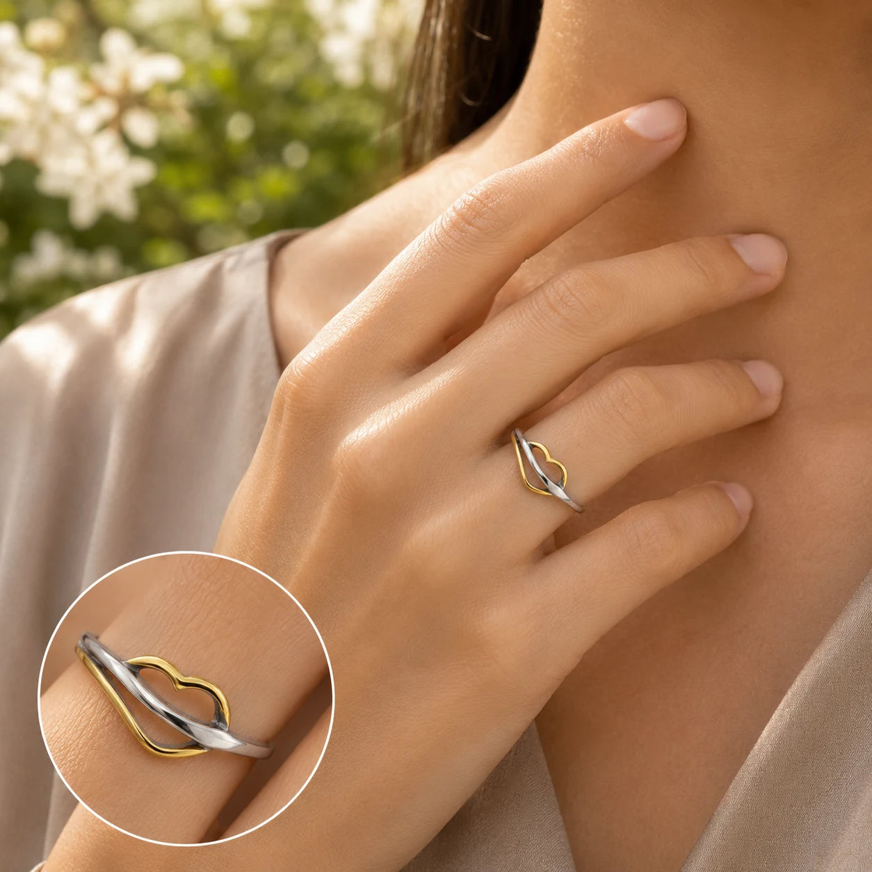 Lovebreeze Adjustable Oxidised & Gold Plated Ring for Women 4
