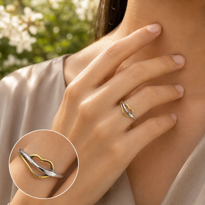 Lovebreeze Adjustable Oxidised & Gold Plated Ring for Women 4