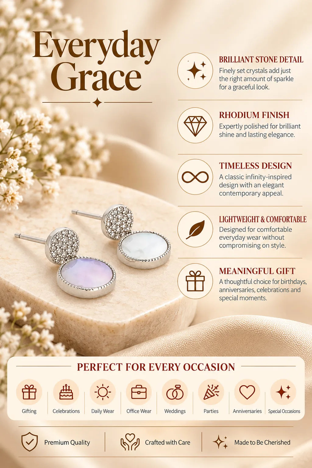 Lunette Rhodium Earrings 3