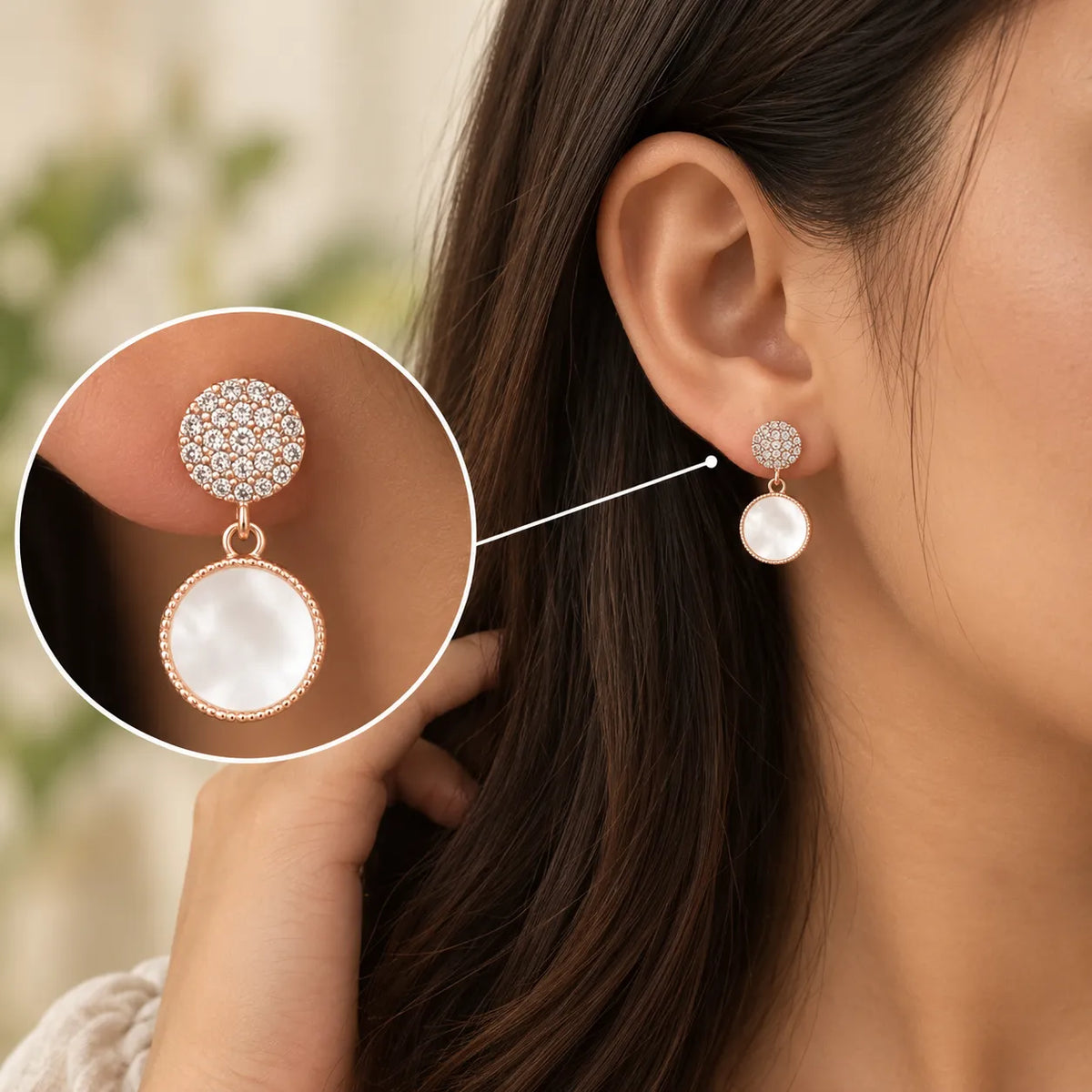 Lunette Rhodium & Rose Gold Earrings 2