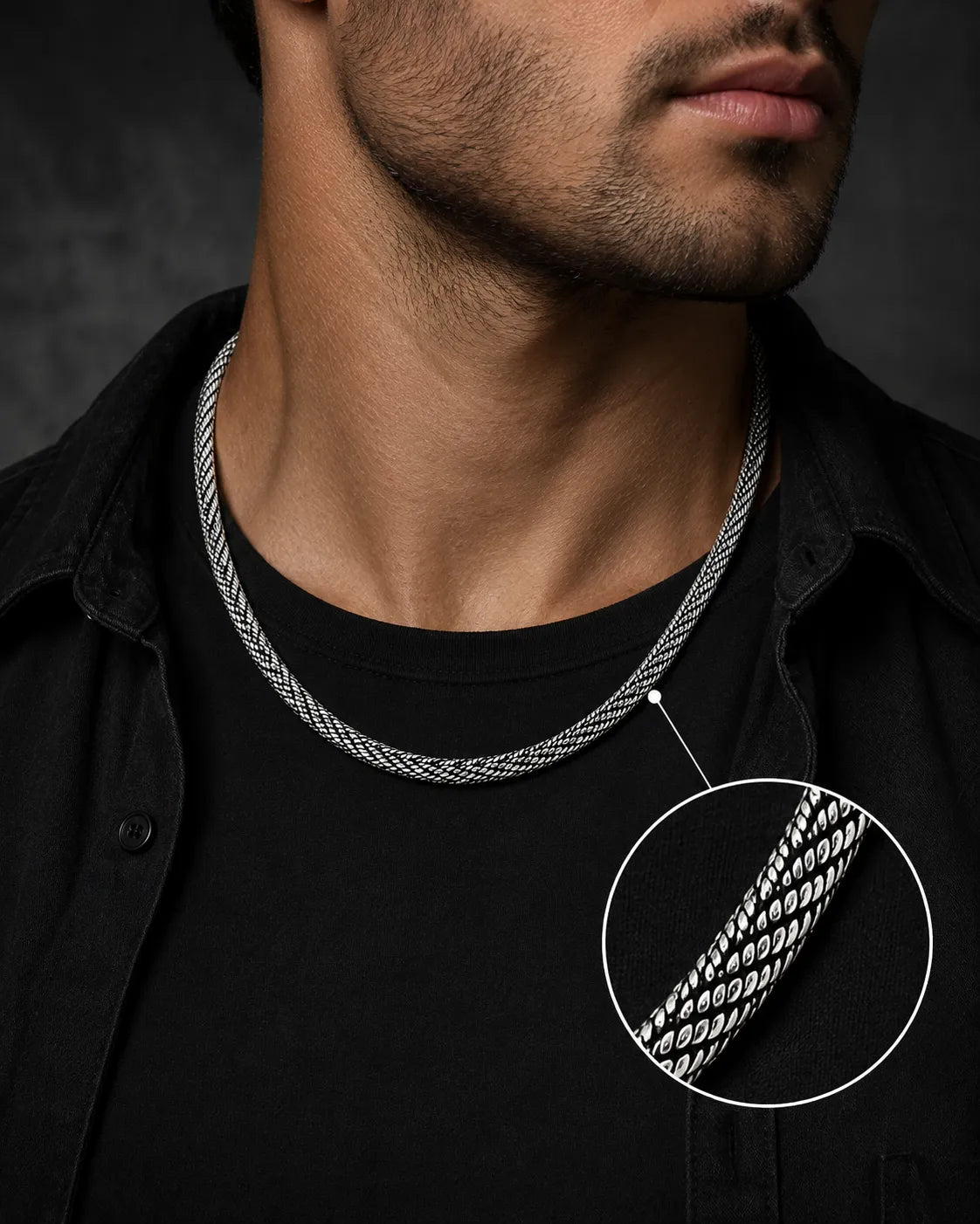 Maestro Chunky Oxidised Chain for Men 2