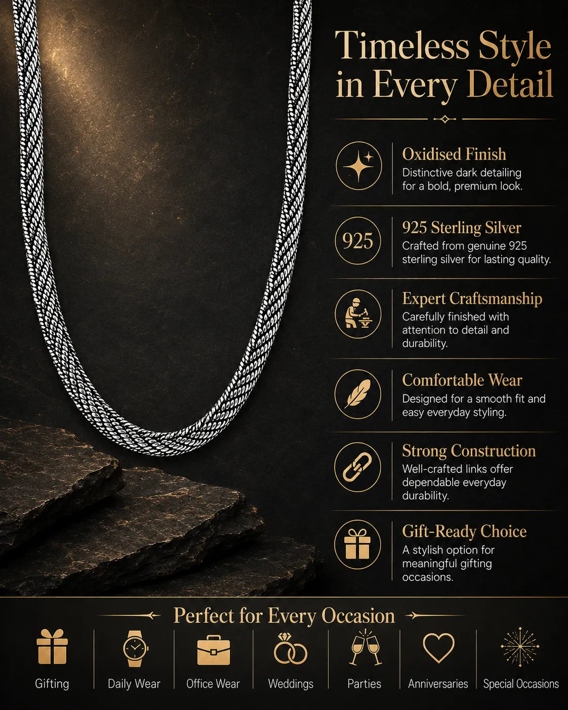 Maestro Chunky Oxidised Chain for Men 3