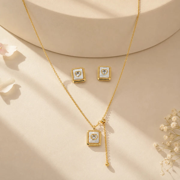 Magnifique Gold Plated MOP Pendant Set 1
