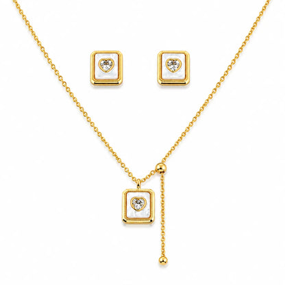 Magnifique Gold Plated MOP Pendant Set 3