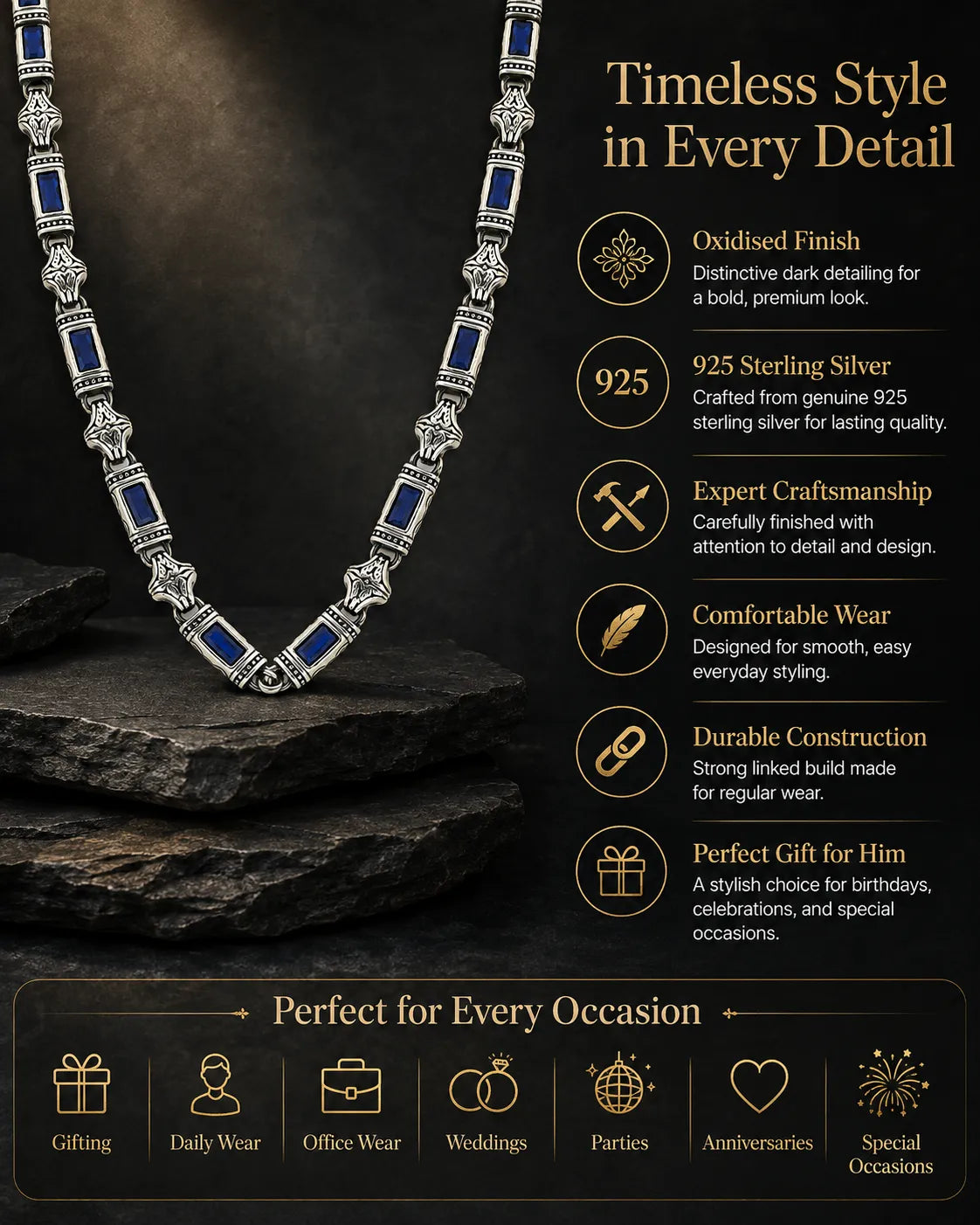 Mariner Sapphiro Oxidised Chain for Men 3