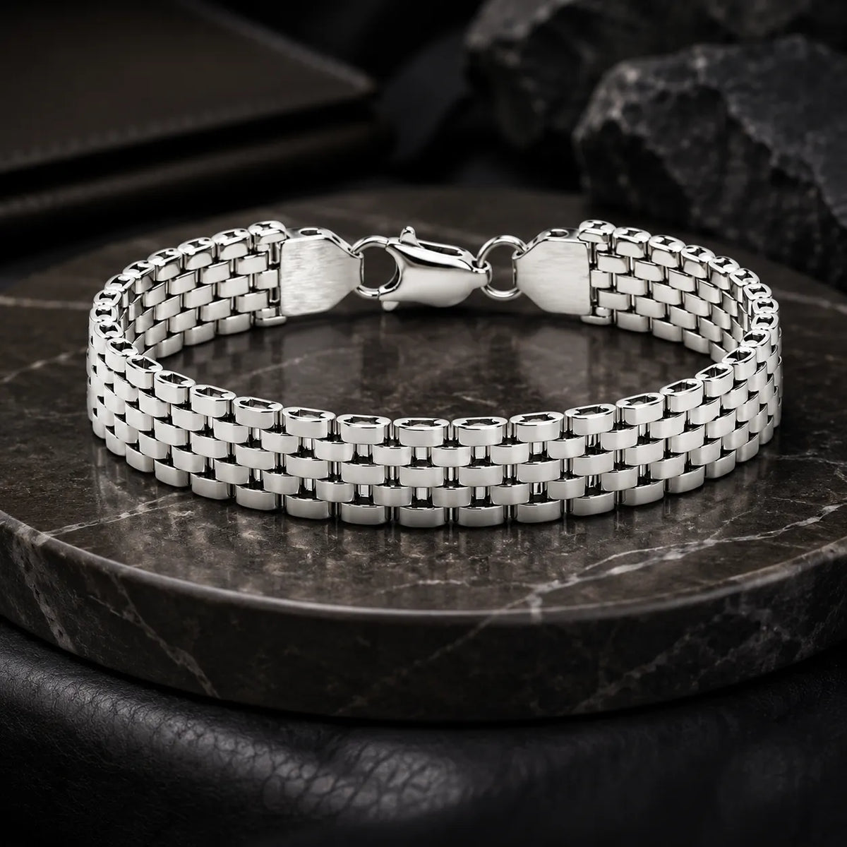 Maverick Chunky Rhodium Plated Bracelet for Men 1