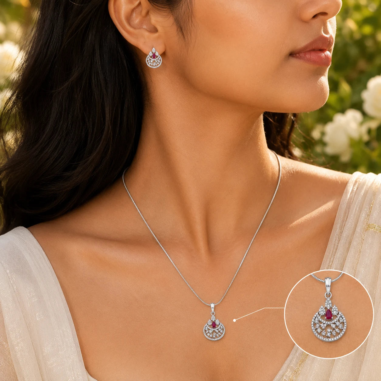 Mellow Studded Pendant Set with Removable Chunky Snake Chain 2