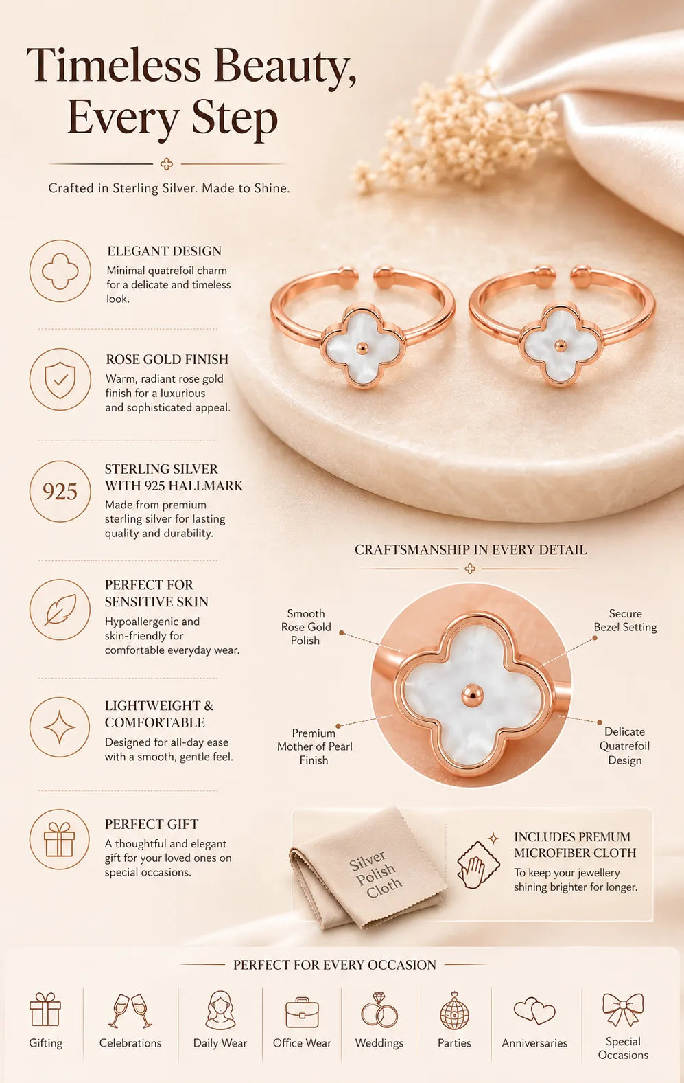 Milky Luck Rose Gold Toe Rings 3