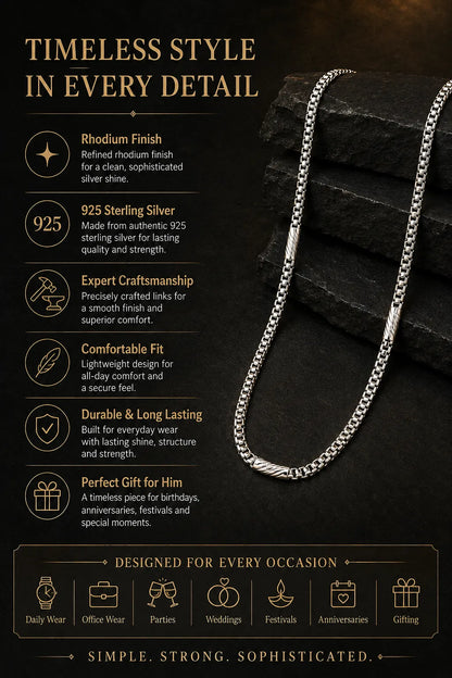 Monarch Rhodium Plated Chain for Men 3