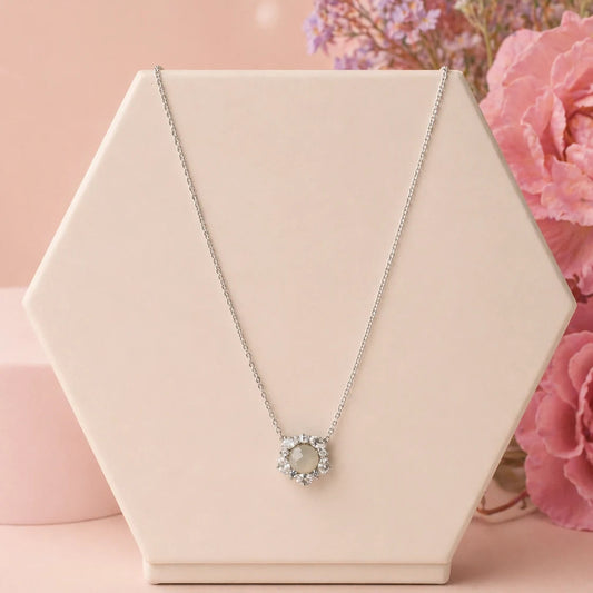 Moonface Rhodium Necklace 1