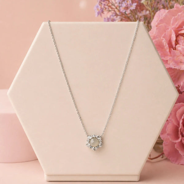 Moonface Rhodium Necklace 1