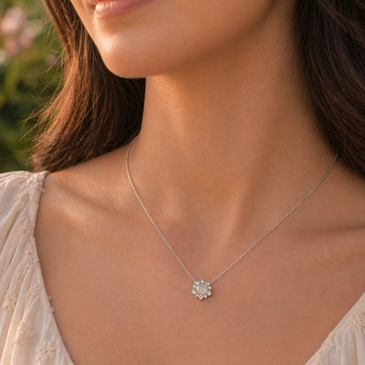 Moonface Rhodium Necklace 2
