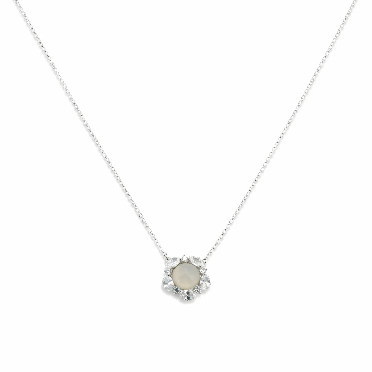 Moonface Rhodium Necklace 3