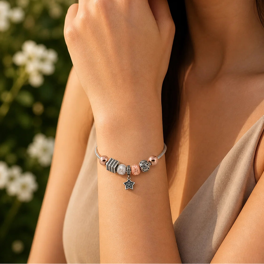 My Set Rose Gold & Rhodium Adjustable Bracelet for Women 2